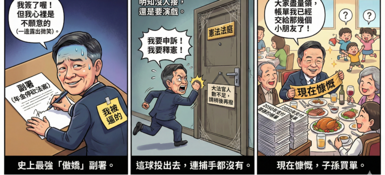 行政院年度大戲：一邊簽字一邊告狀，這是什麼「政壇分裂人格」？