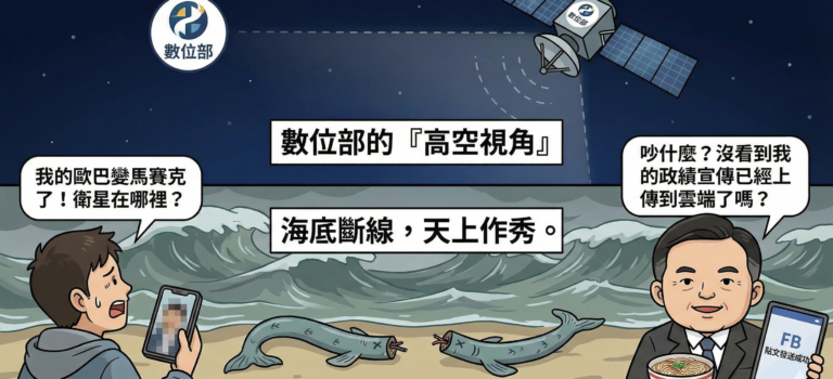 海底電纜斷了、政績濾鏡碎了:數位部終於從「外送點餐」進化到「外太空發廢文」? 都不知道錢花去哪的部份